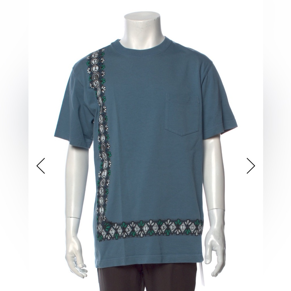 Dior x Shawn Stussy Teal and Black Patterned Short Sleeve Tee